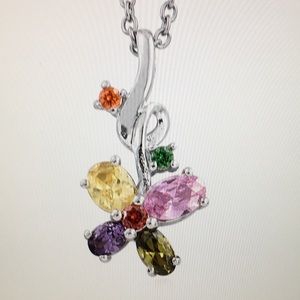 Multigems (simulated), platinum bonded 20-in chain